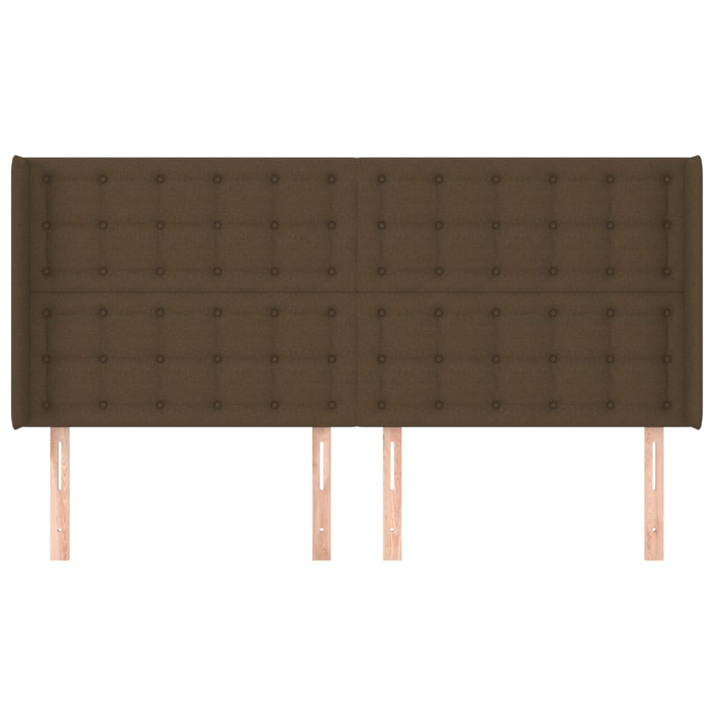 Uzglavlje s ušima tamnosmeđe 203x16x118/128 cm od tkanine
