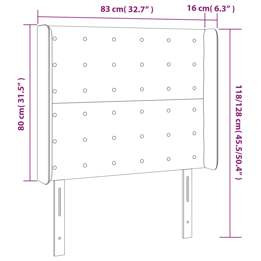 Uzglavlje s ušima ružičasto 83x16x118/128 cm baršunasto