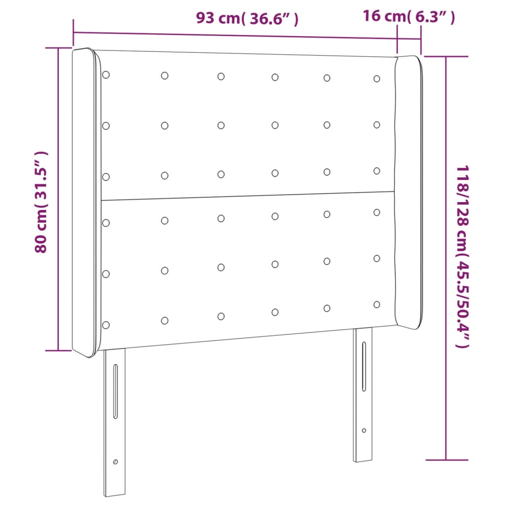 Uzglavlje s ušima svjetlosivo 93x16x118/128 cm baršunasto