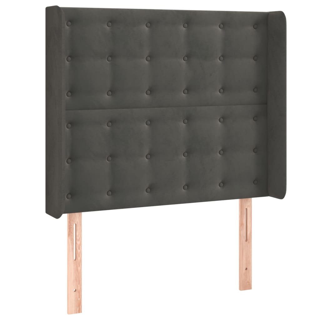 Uzglavlje s ušima tamnosivo 93x16x118/128 cm baršunasto