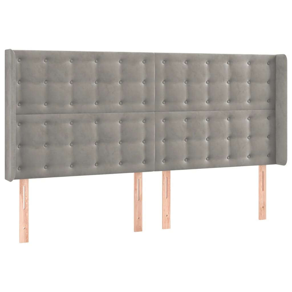 Uzglavlje s ušima svjetlosivo 163x16x118/128 cm baršunasto