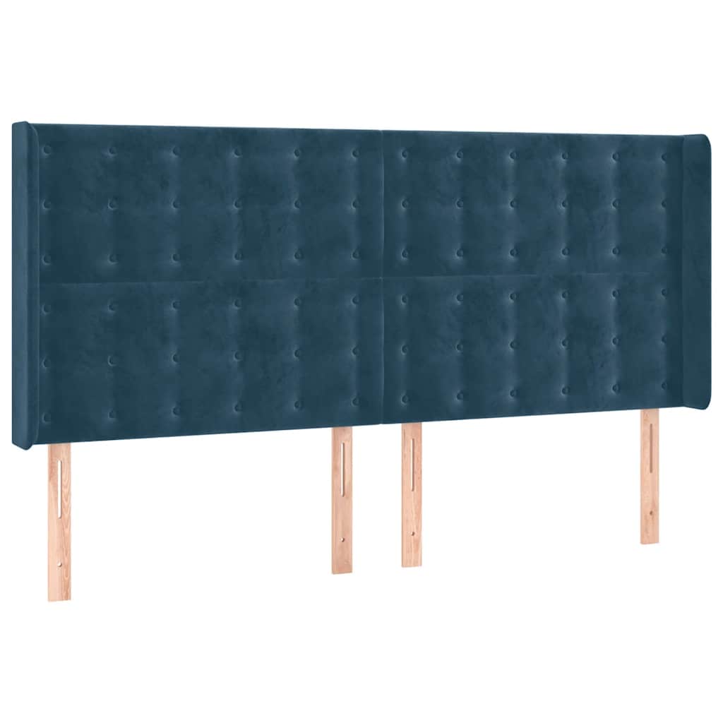 Uzglavlje s ušima tamnoplavo 163x16x118/128 cm baršunasto