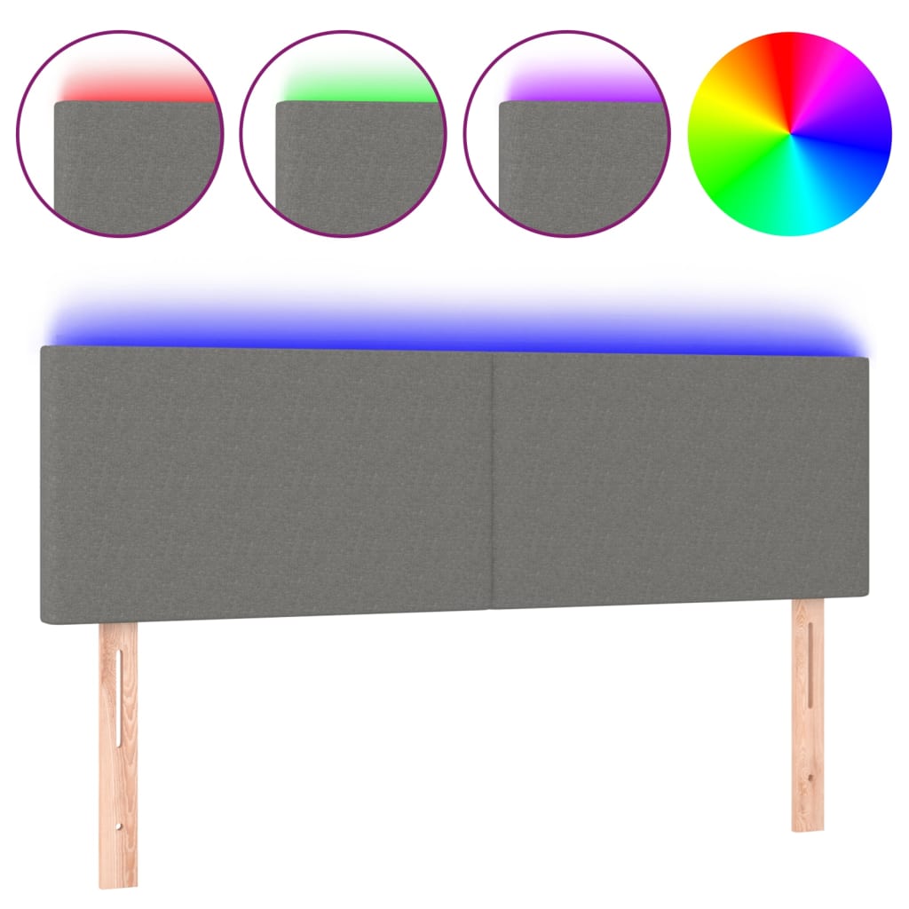 LED uzglavlje tamnosivo 144x5x78/88 cm od tkanine