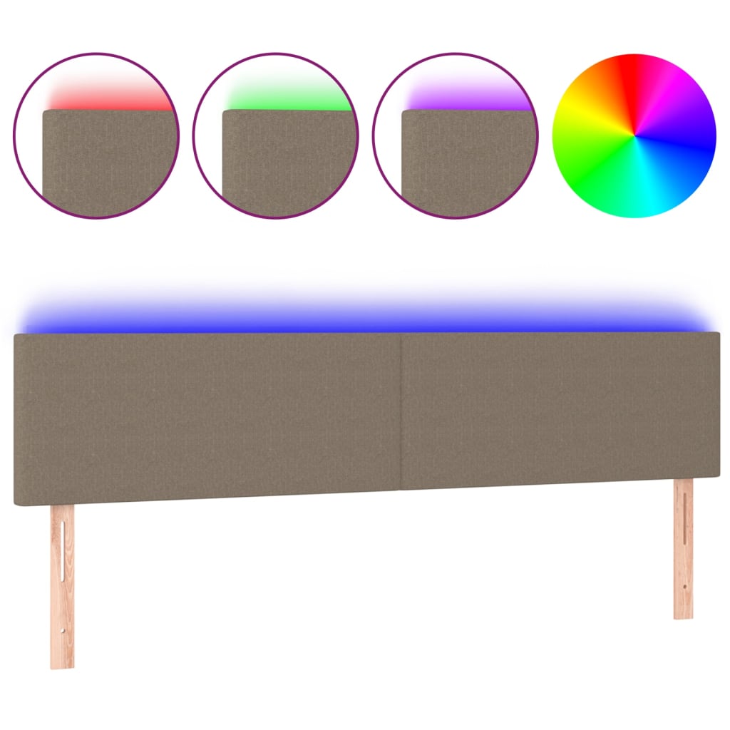 LED uzglavlje smeđesivo 160x5x78/88 cm od tkanine