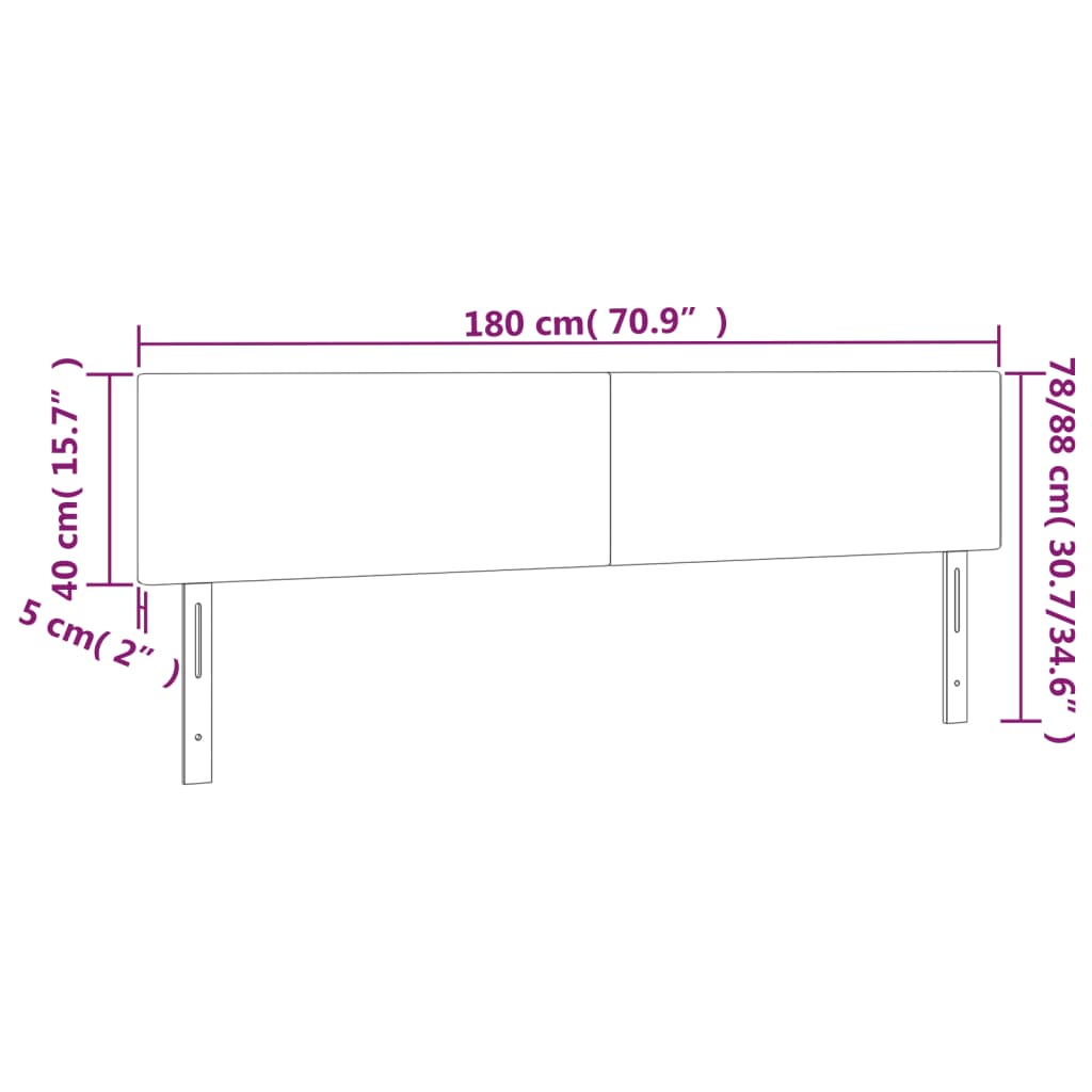 LED uzglavlje crno 180x5x78/88 cm od tkanine