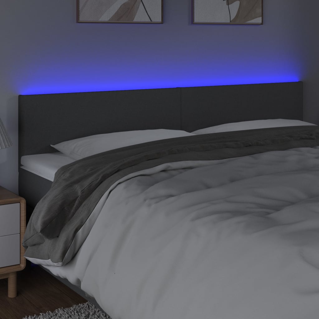 LED uzglavlje tamnosivo 200x5x78/88 cm od tkanine