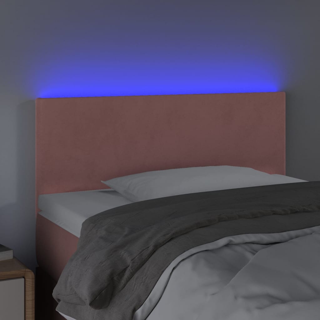 LED uzglavlje ružičasto 80 x 5 x 78/88 cm baršunasto