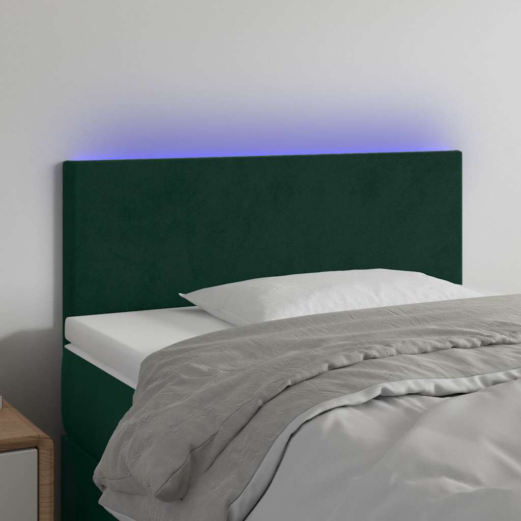 LED uzglavlje tamnozeleno 90x5x78/88 cm baršunasto