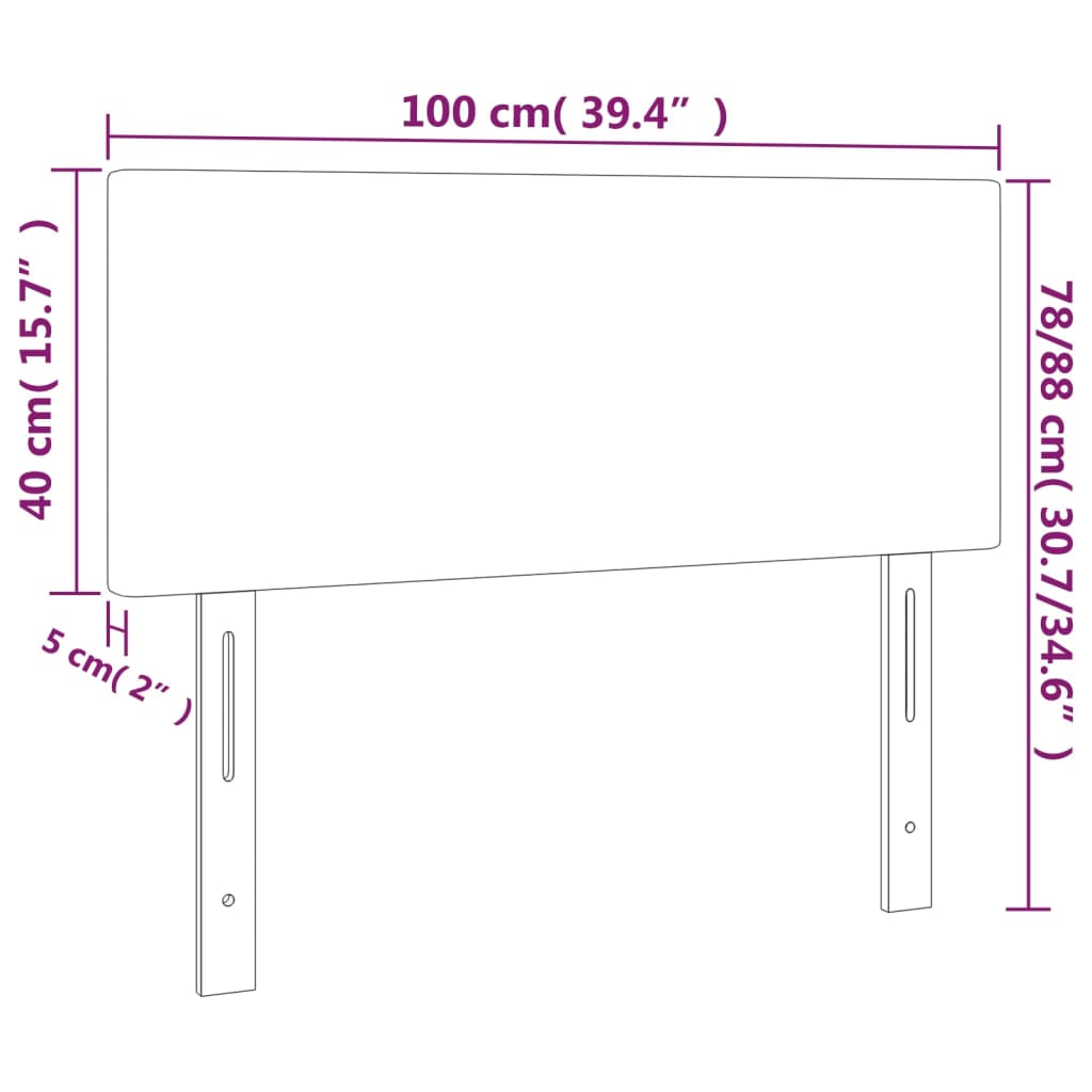 LED uzglavlje tamnosivo 100x5x78/88 cm baršunasto