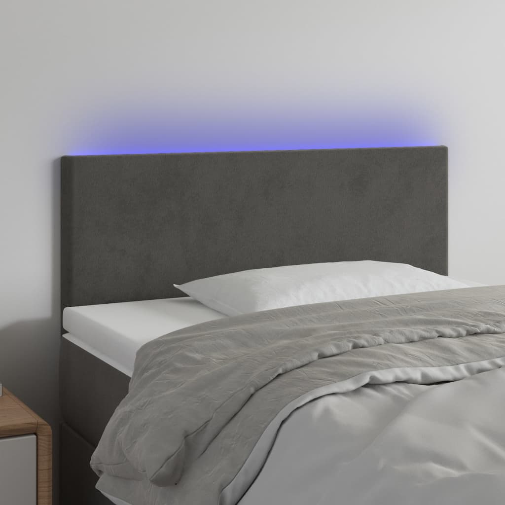LED uzglavlje tamnosivo 100x5x78/88 cm baršunasto
