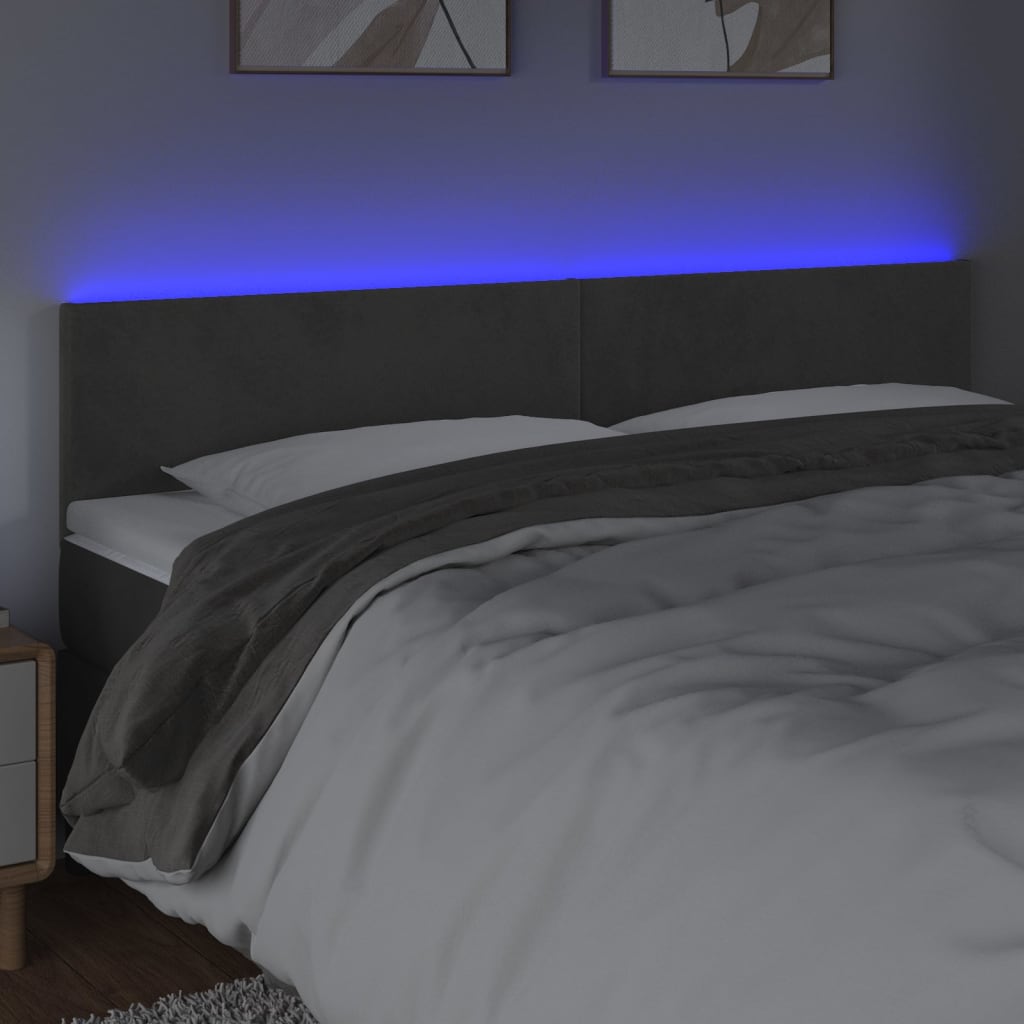 LED uzglavlje tamnosivo 160x5x78/88 cm baršunasto