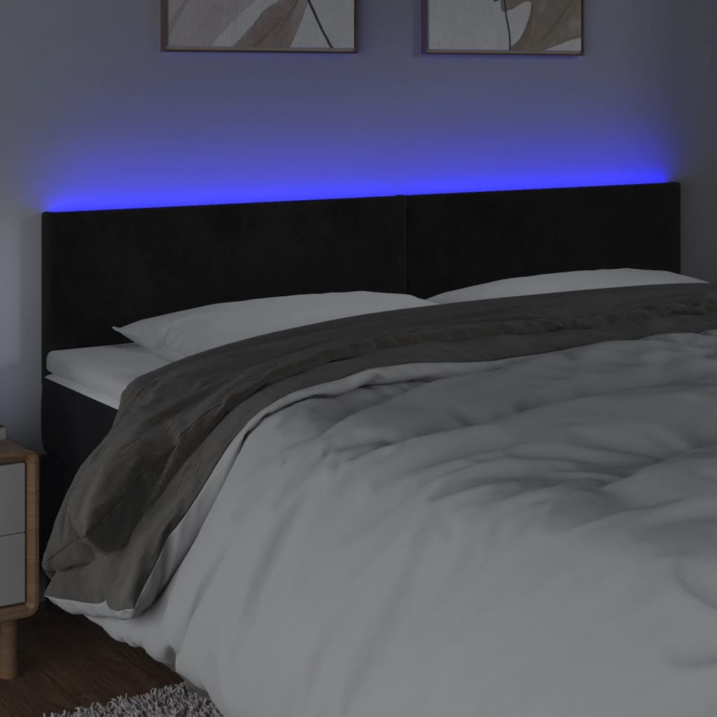 LED uzglavlje crno 160x5x78/88 cm baršunasto