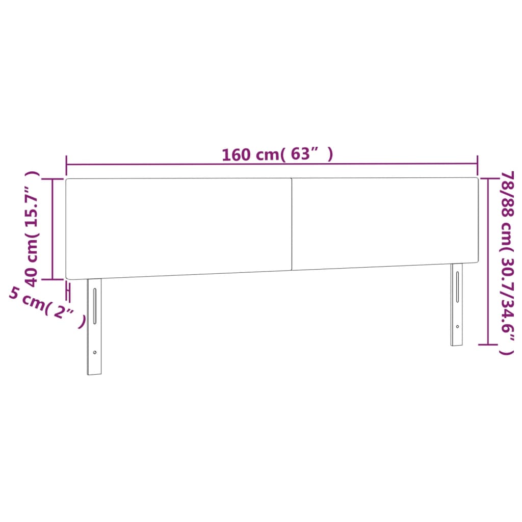 LED uzglavlje crno 160x5x78/88 cm baršunasto