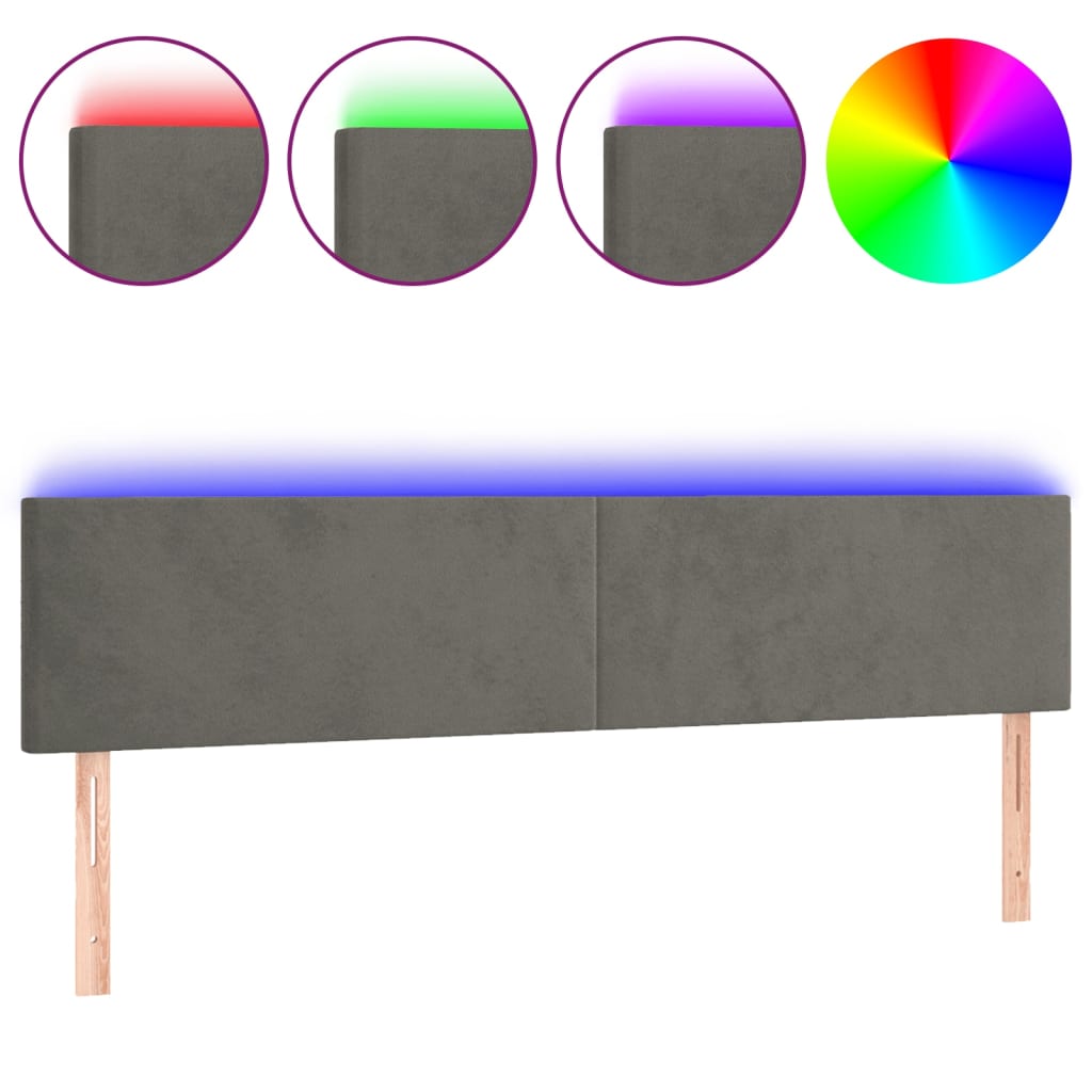 LED uzglavlje tamnosivo 180x5x78/88 cm baršunasto