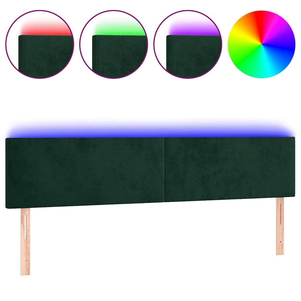 LED uzglavlje tamnozeleno 180x5x78/88 cm baršunasto