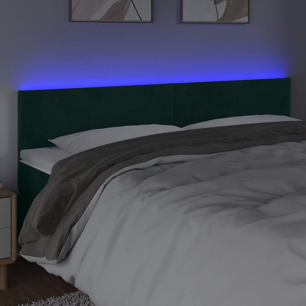 LED uzglavlje tamnozeleno 180x5x78/88 cm baršunasto