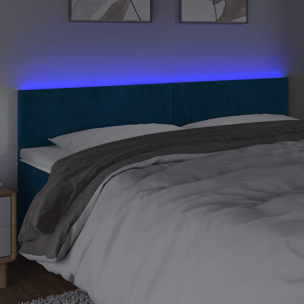 LED uzglavlje tamnoplavo 180x5x78/88 cm baršunasto