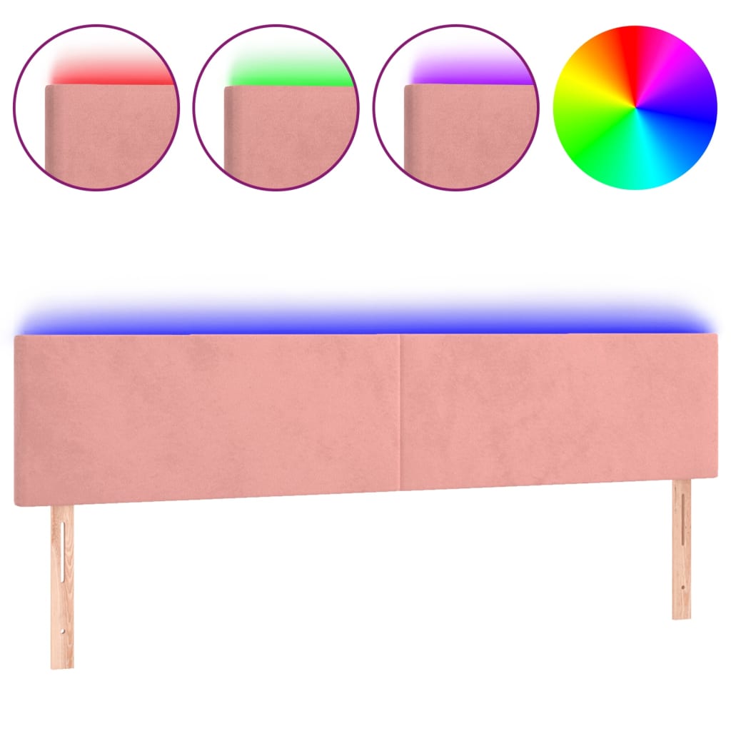 LED uzglavlje ružičasto 180x5x78/88 cm baršunasto