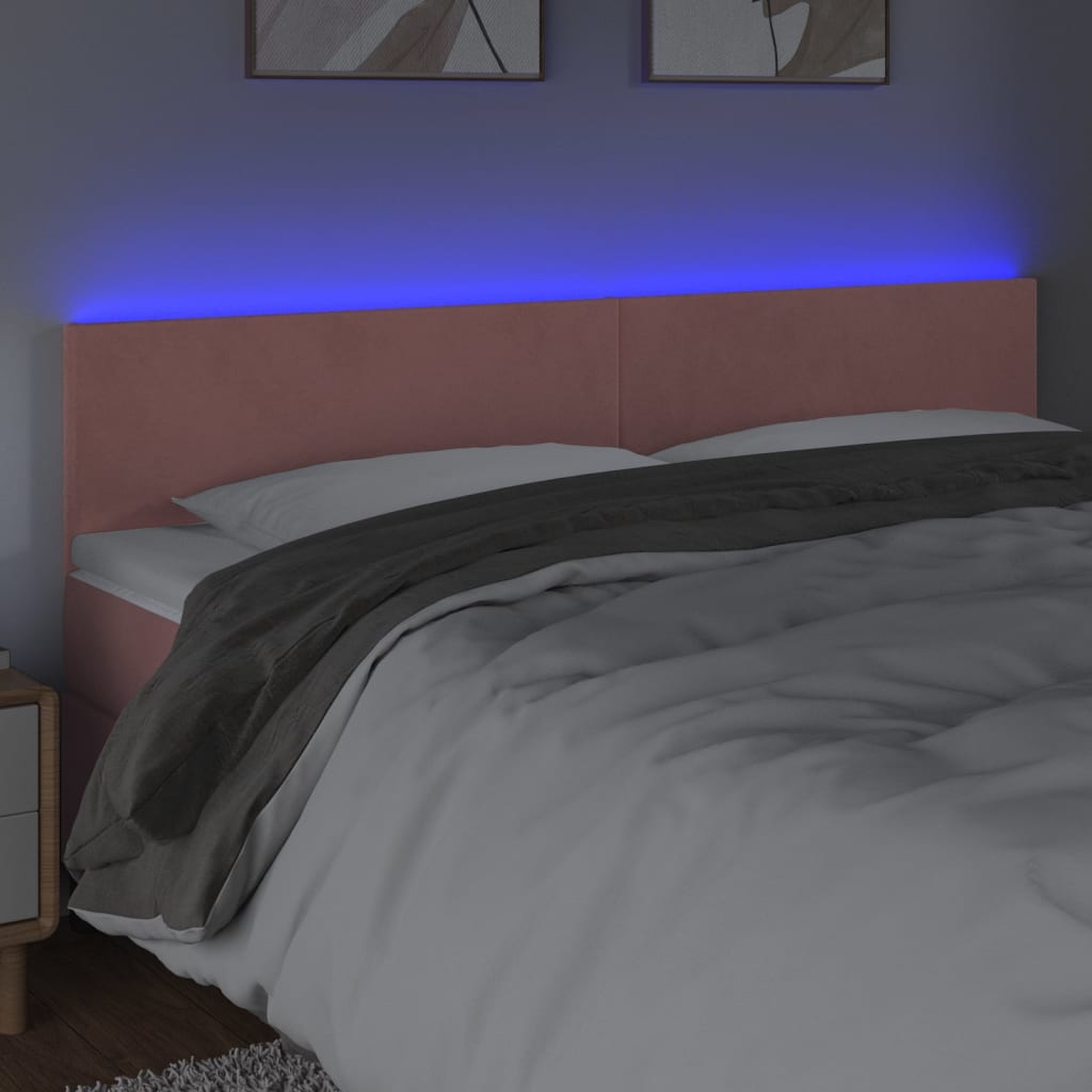 LED uzglavlje ružičasto 180x5x78/88 cm baršunasto