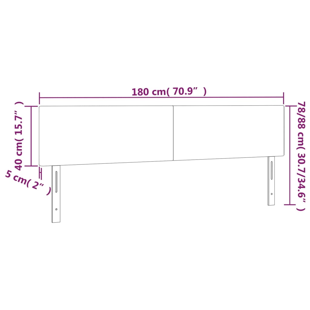 LED uzglavlje ružičasto 180x5x78/88 cm baršunasto