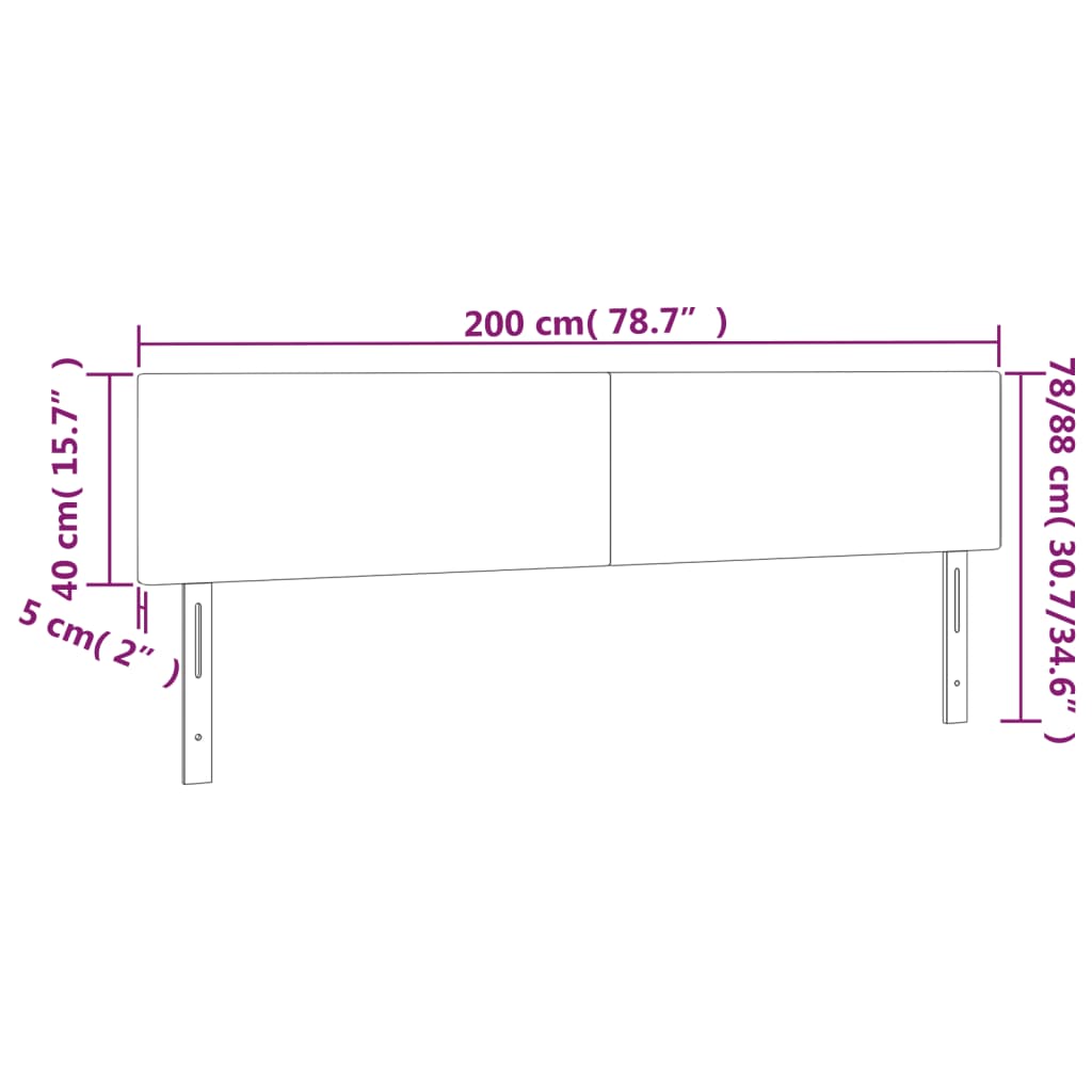 LED uzglavlje crno 200x5x78/88 cm baršunasto