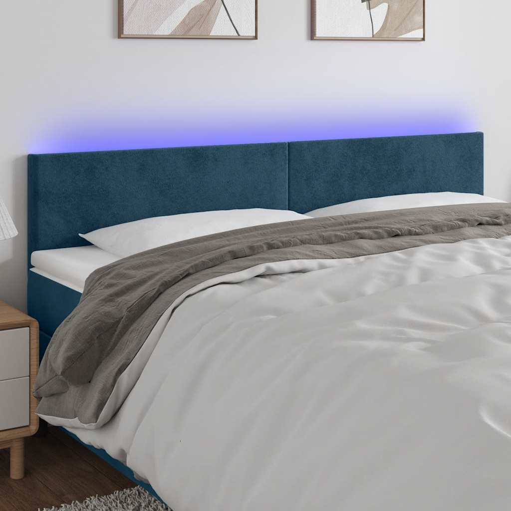 LED uzglavlje tamnoplavo 200x5x78/88 cm baršunasto