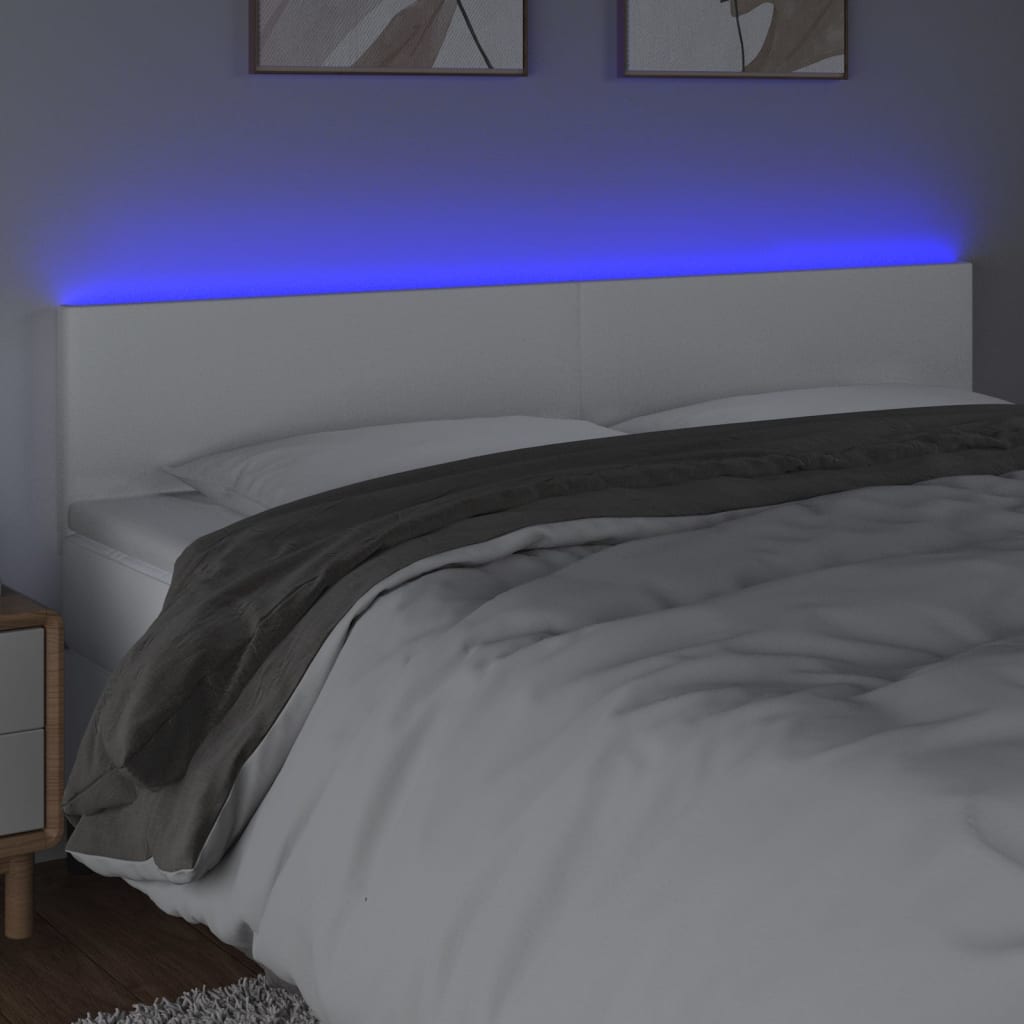 LED uzglavlje bijelo 160 x 5 x 78/88 cm od umjetne kože