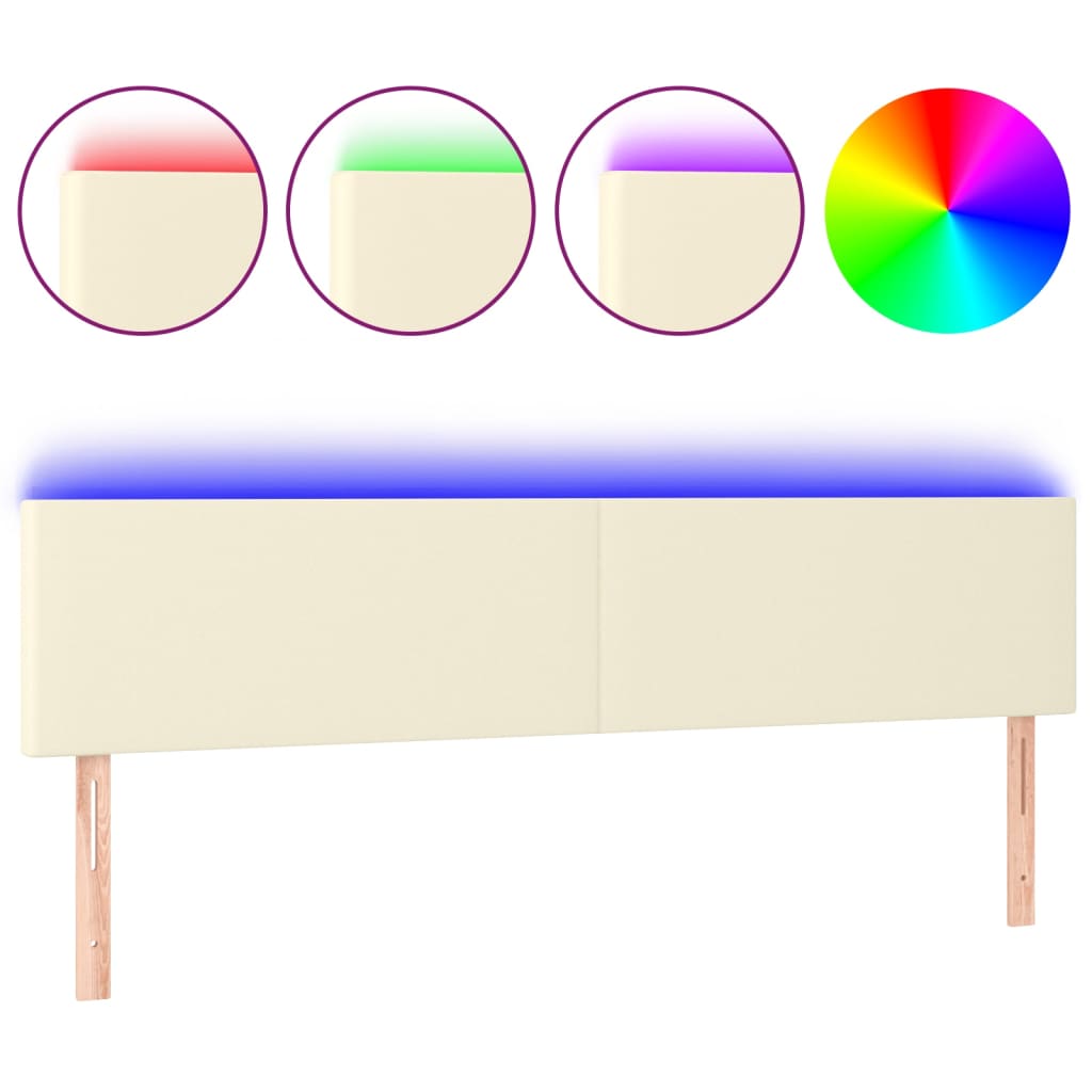 LED uzglavlje krem 200 x 5 x 78/88 cm od umjetne kože