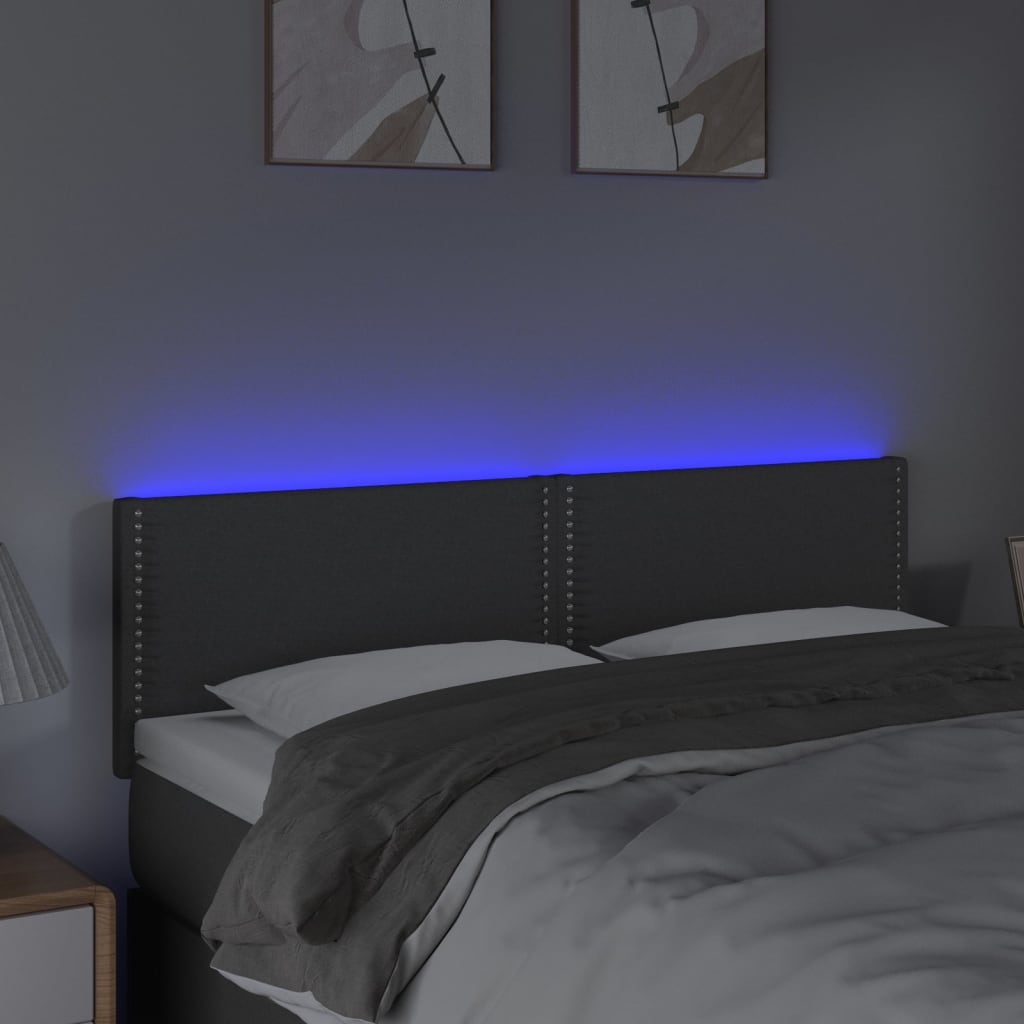 LED uzglavlje tamnosivo 144x5x78/88 cm od tkanine