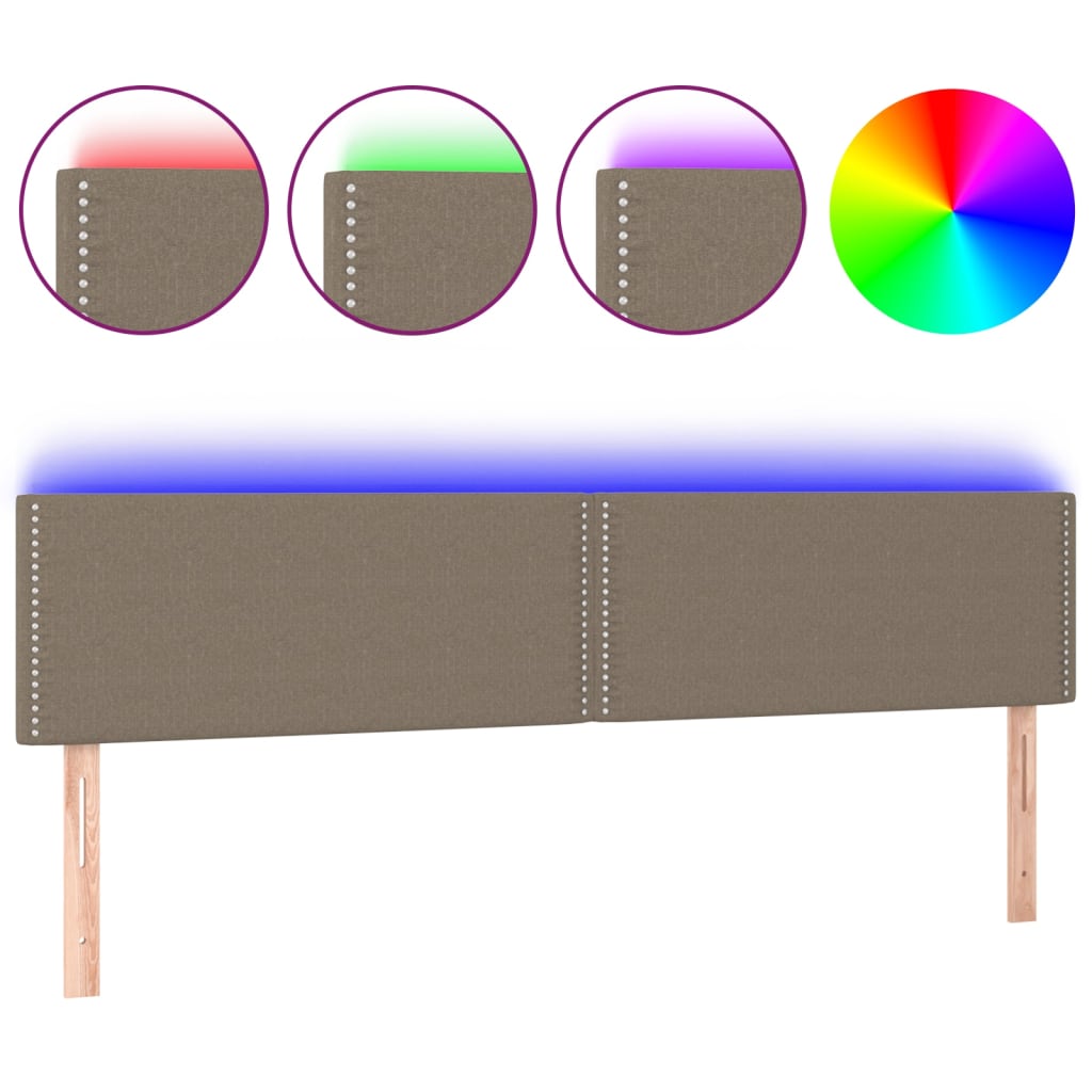 LED uzglavlje smeđesivo 200x5x78/88 cm od tkanine