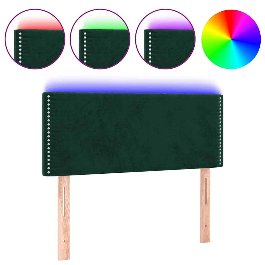 LED uzglavlje tamnozeleno 80 x 5 x 78/88 cm baršunasto