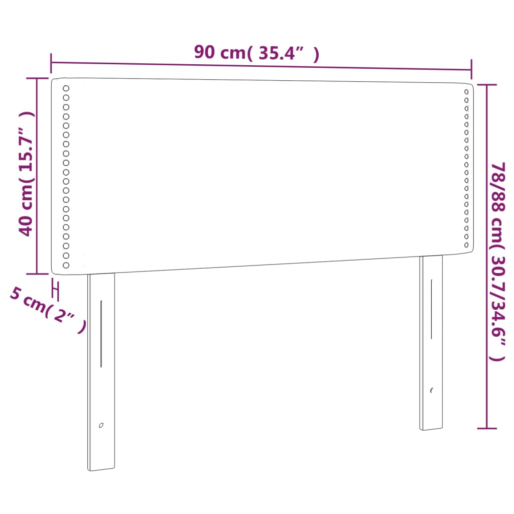 LED uzglavlje tamnosivo 90x5x78/88 cm baršunasto