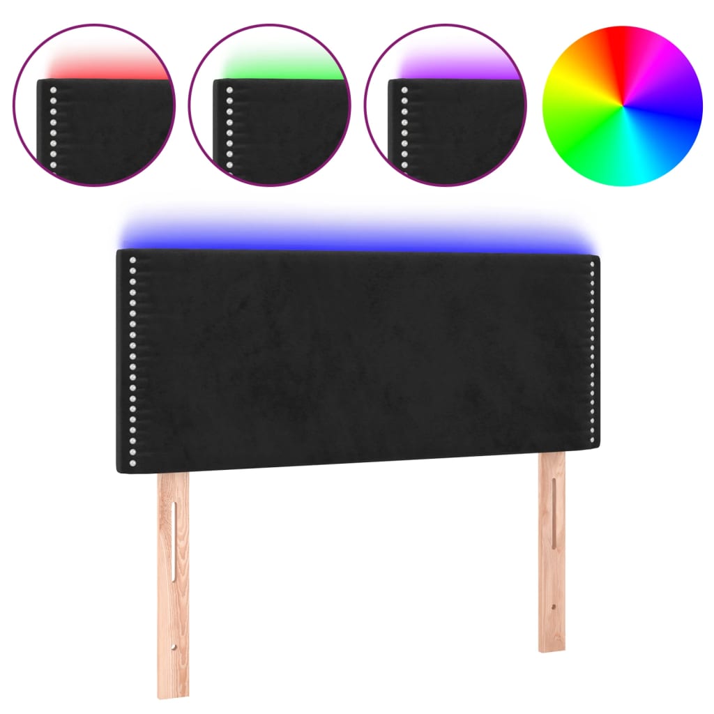 LED uzglavlje crno 90x5x78/88 cm baršunasto