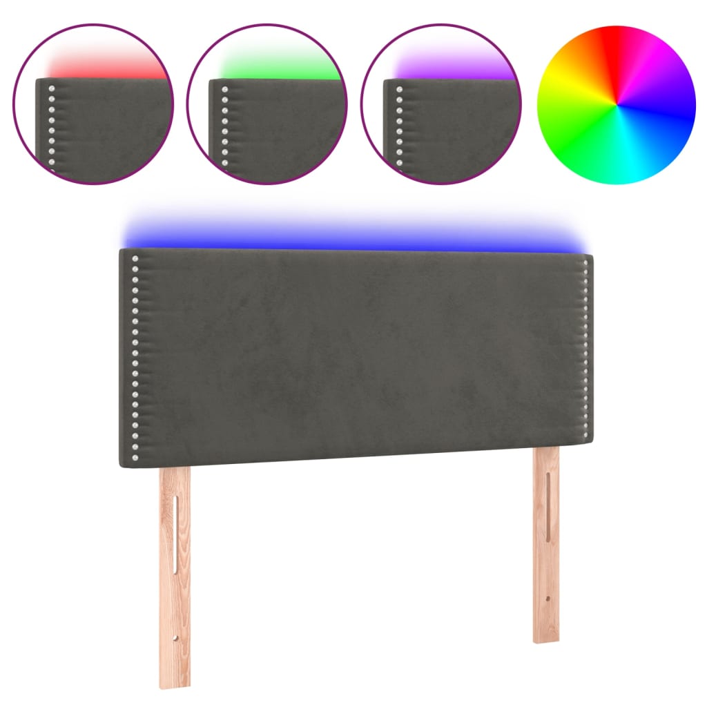 LED uzglavlje tamnosivo 100x5x78/88 cm baršunasto