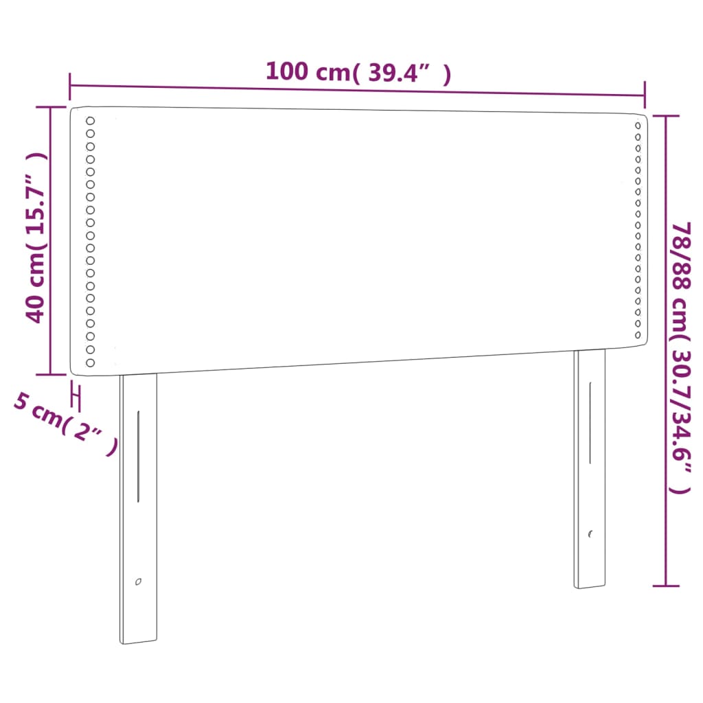 LED uzglavlje crno 100x5x78/88 cm baršunasto
