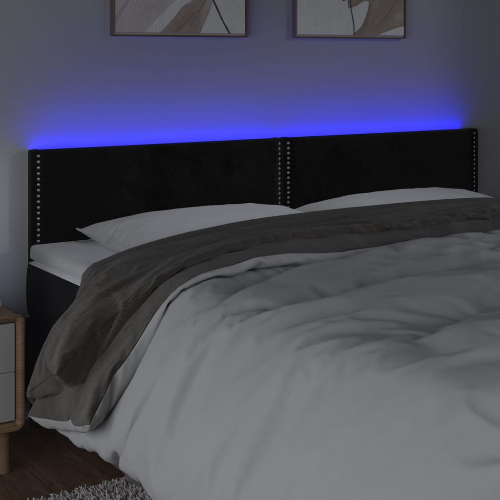 LED uzglavlje crno 160x5x78/88 cm baršunasto