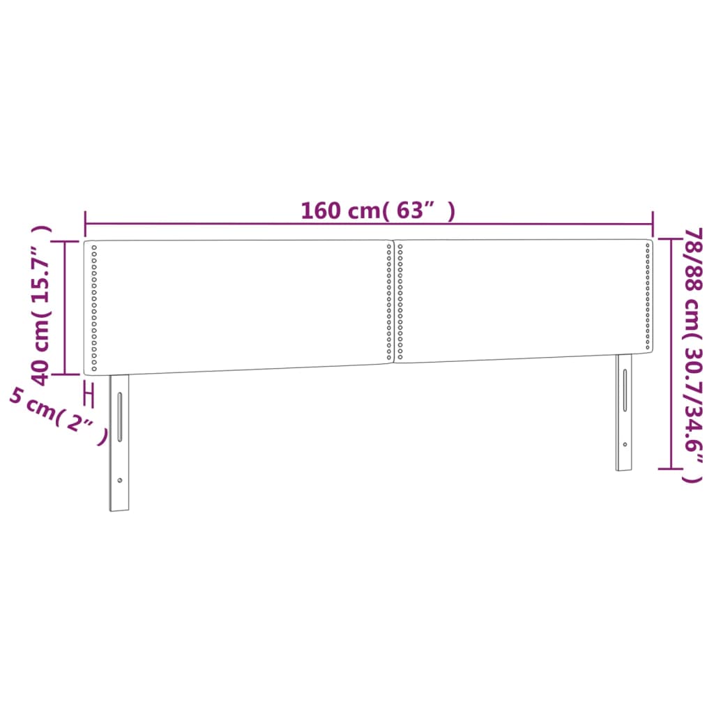 LED uzglavlje crno 160x5x78/88 cm baršunasto