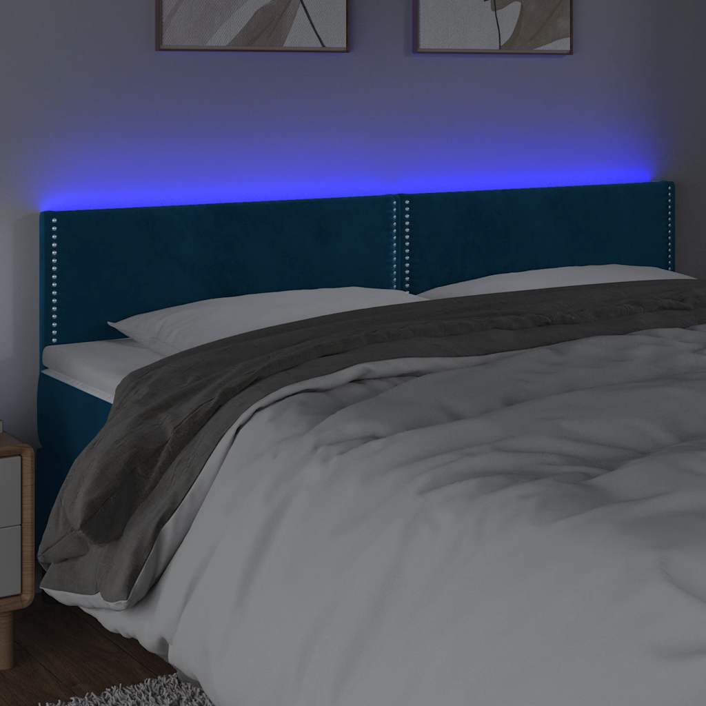 LED uzglavlje tamnoplavo 180x5x78/88 cm baršunasto
