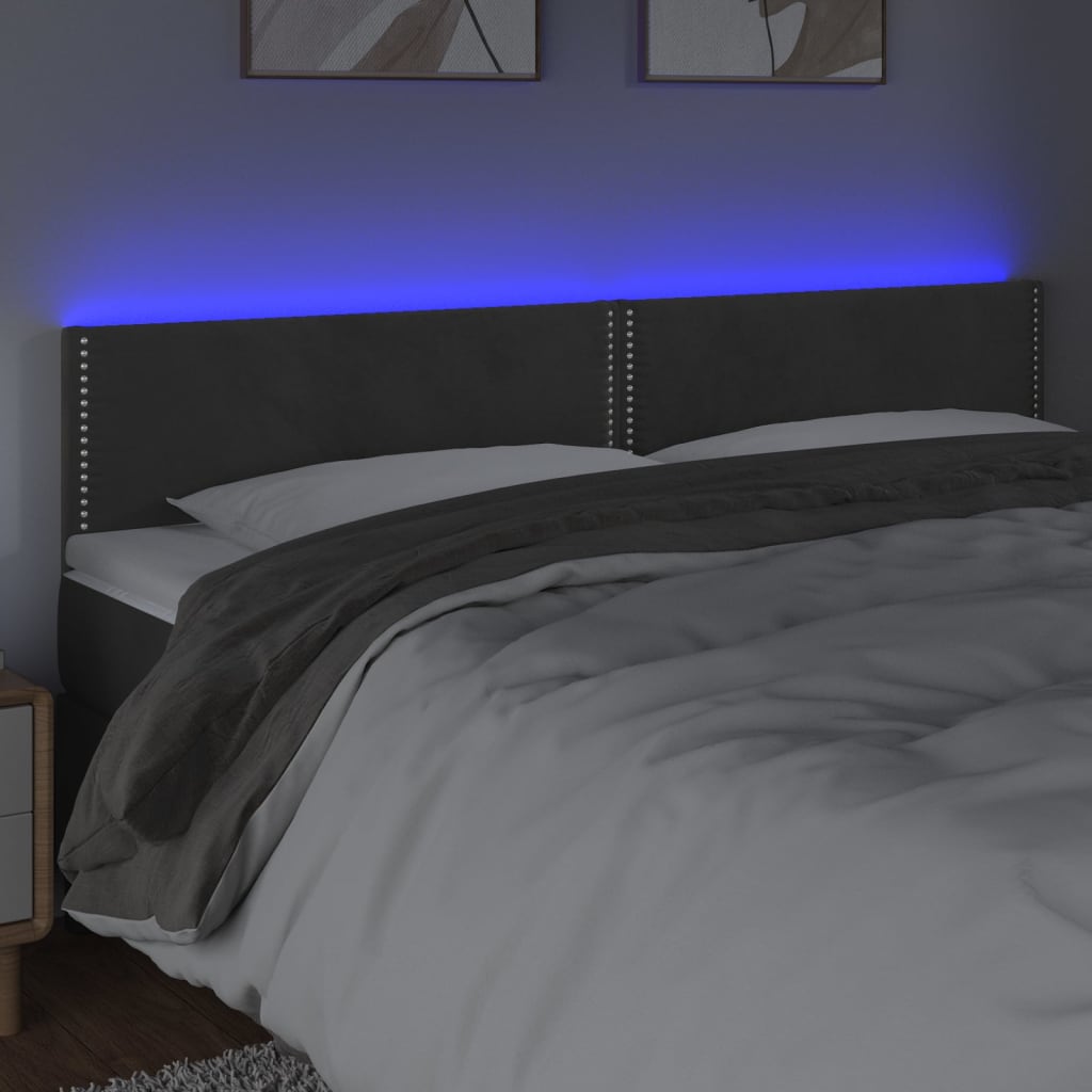 LED uzglavlje tamnosivo 200x5x78/88 cm baršunasto