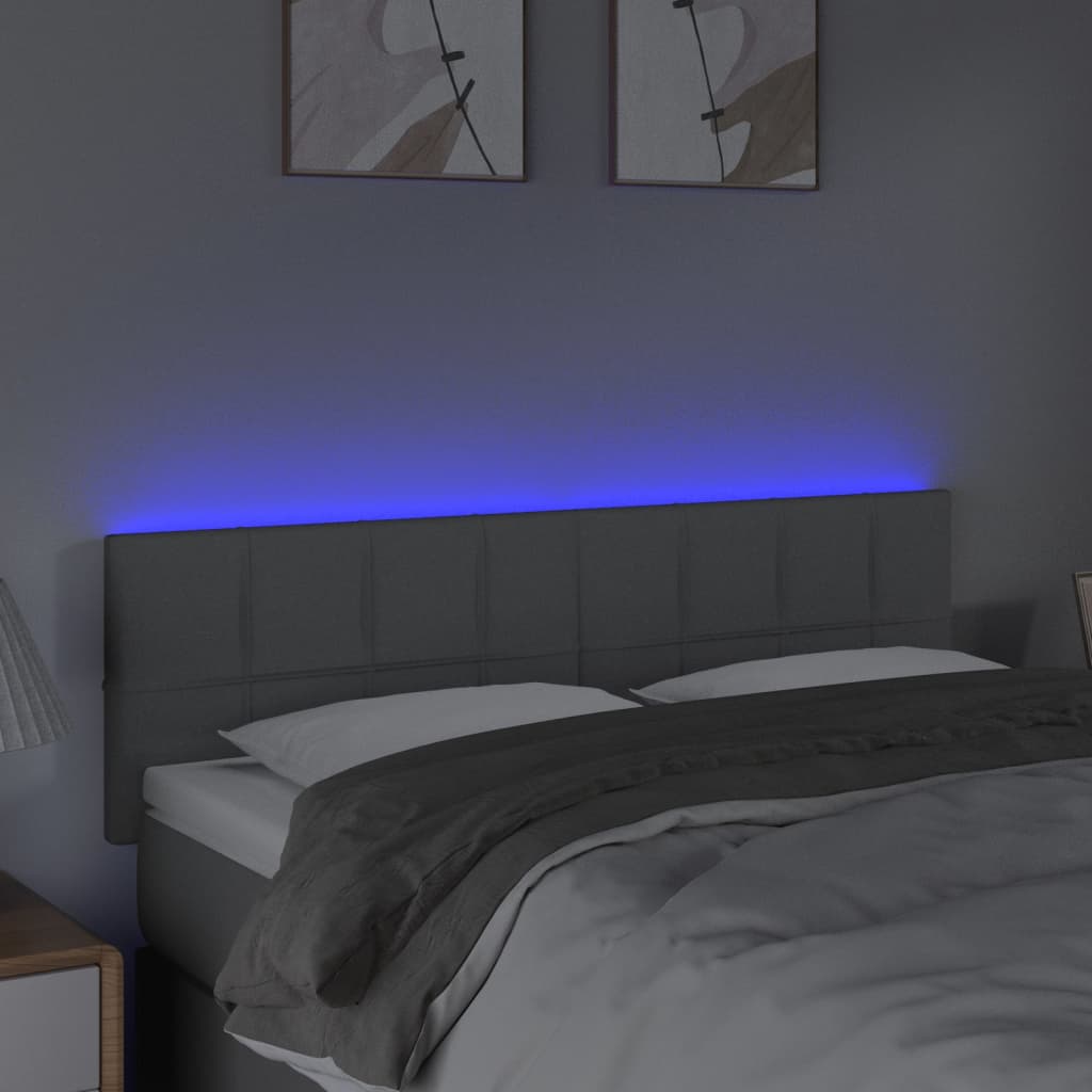 LED uzglavlje svjetlosivo 144 x 5 x 78/88 cm od tkanine