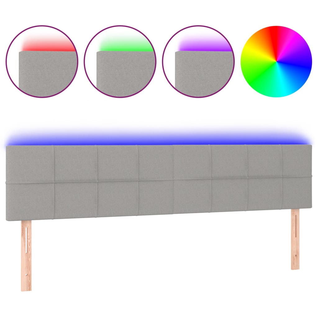 LED uzglavlje svjetlosivo 160x5x78/88 cm od tkanine