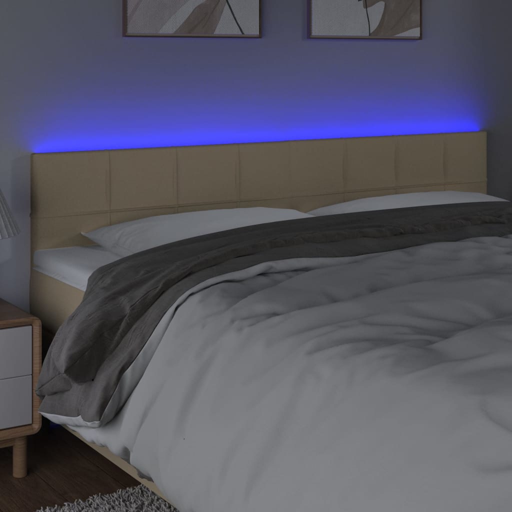 LED uzglavlje krem 160x5x78/88 cm od tkanine