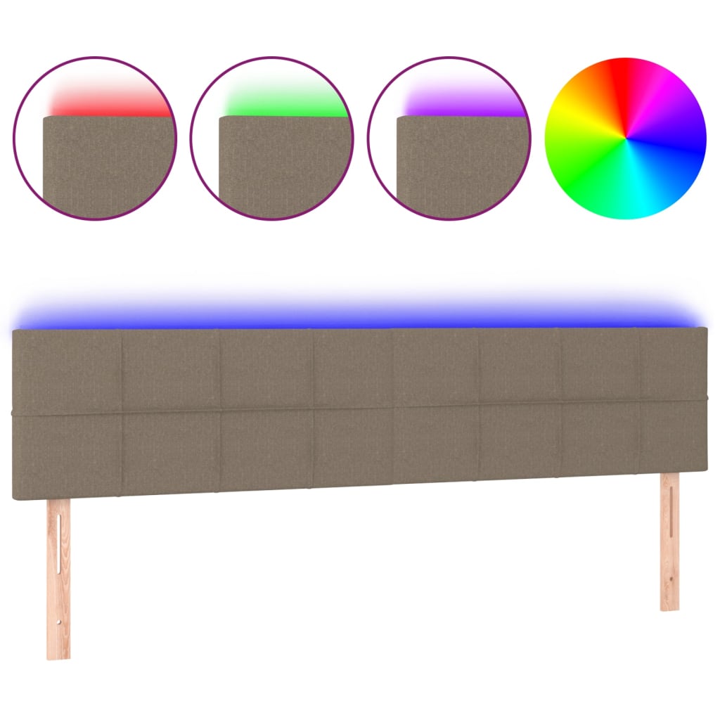 LED uzglavlje smeđesivo 200x5x78/88 cm od tkanine