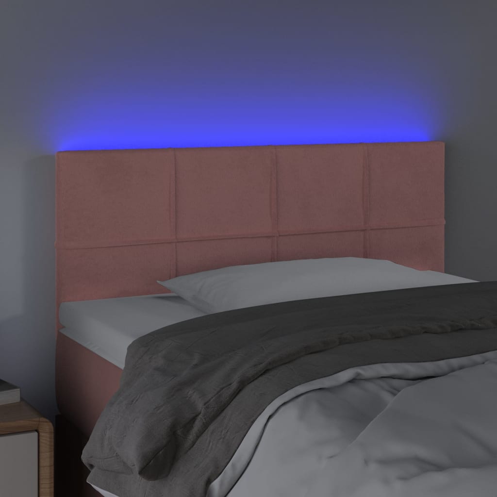 LED uzglavlje ružičasto 80 x 5 x 78/88 cm baršunasto