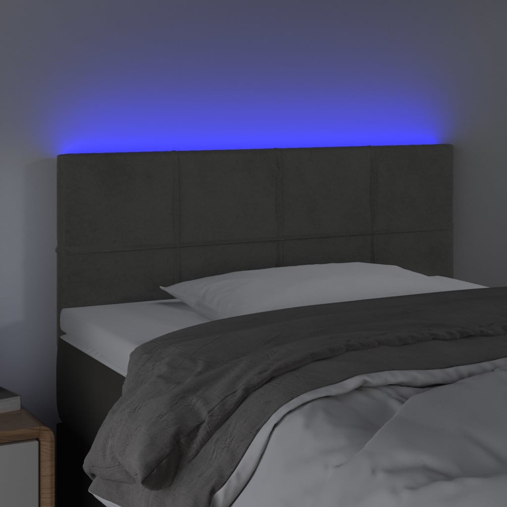 LED uzglavlje tamnosivo 90x5x78/88 cm baršunasto