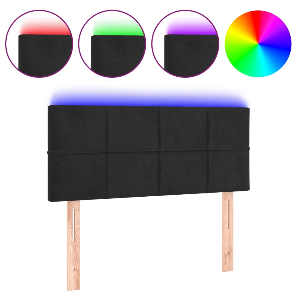 LED uzglavlje crno 90x5x78/88 cm baršunasto