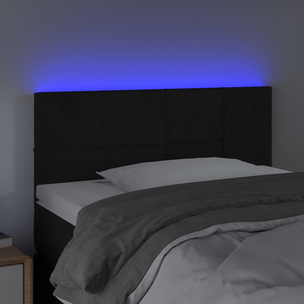 LED uzglavlje crno 90x5x78/88 cm baršunasto