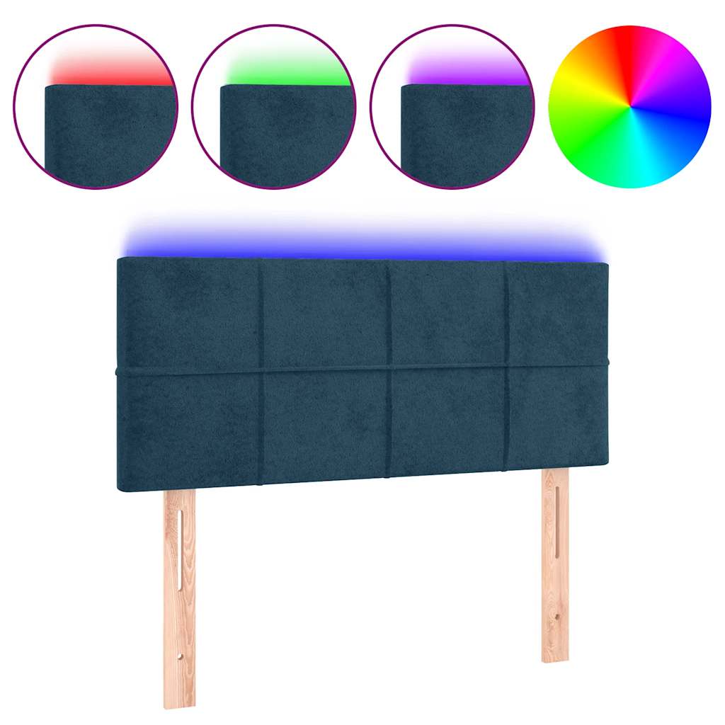 LED uzglavlje tamnoplavo 90x5x78/88 cm baršunasto