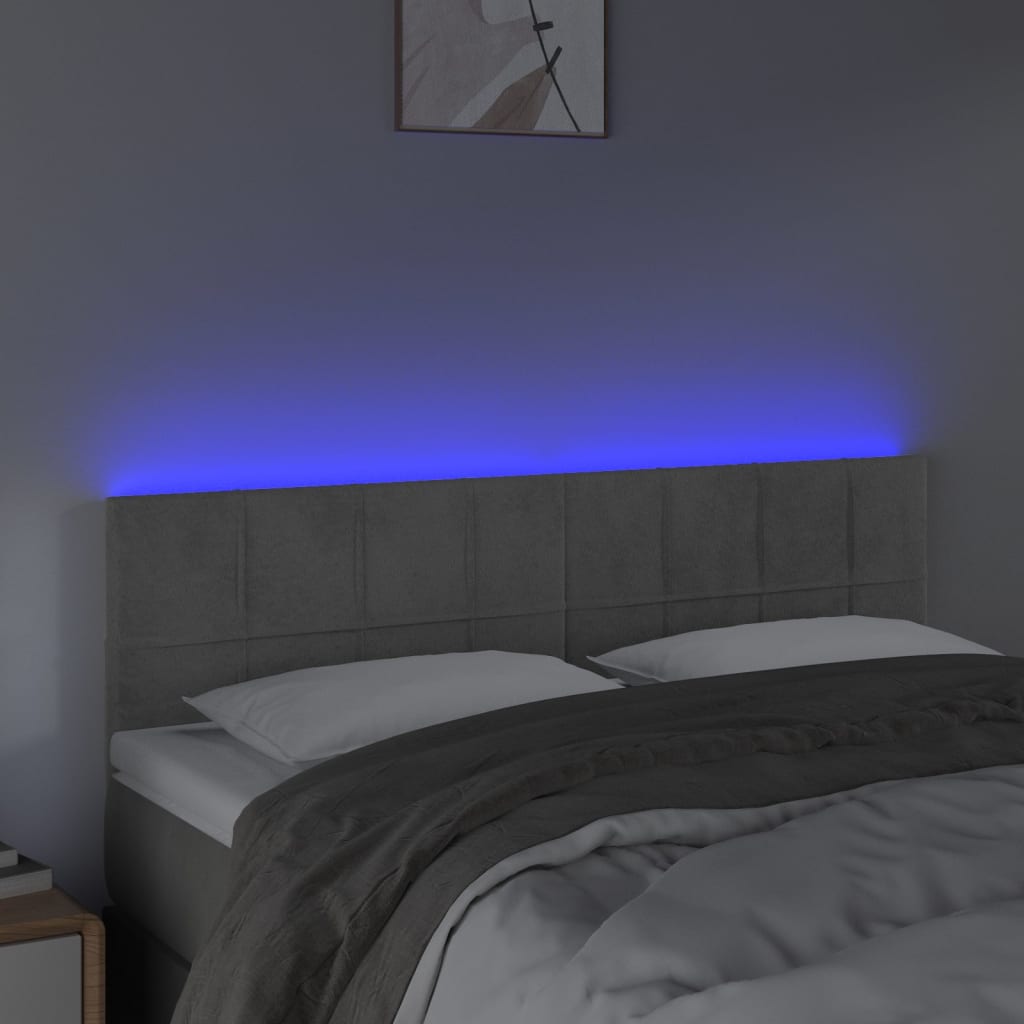 LED uzglavlje svjetlosivo 144x5x78/88 cm baršunasto
