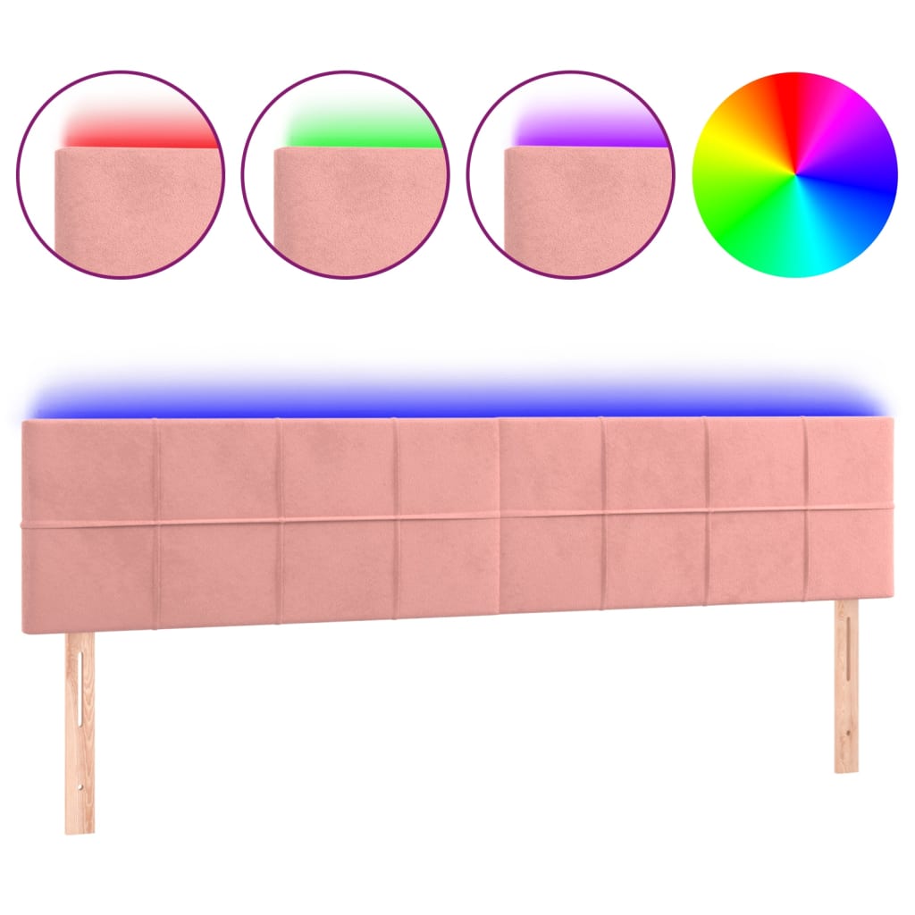 LED uzglavlje ružičasto 160x5x78/88 cm baršunasto